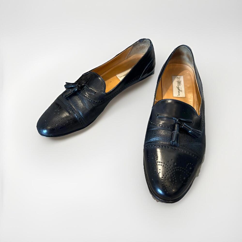 MEZLAN HAVANA MENS BLACK TASSEL LOAFERS SIZE 11.5M MADE IN SPAIN GOOD COND!